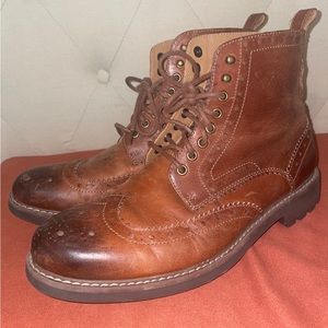 Clarks Boots Mens 11M Montacute Brogue Wingtip Shoes Brown Leather EUC
